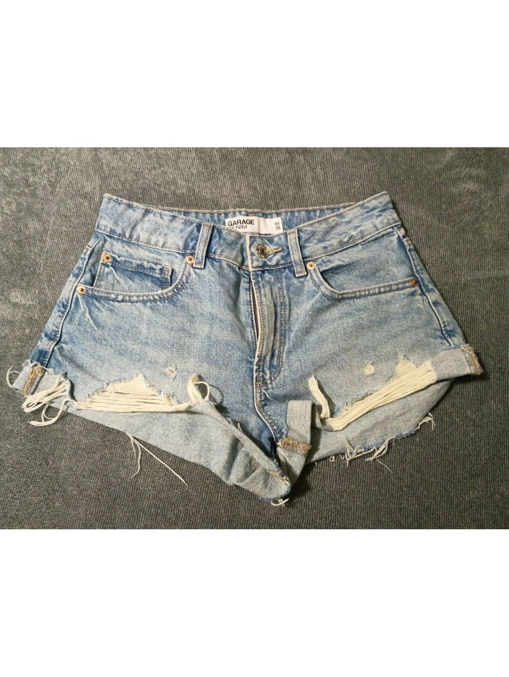 Y2K Style Garage Denim Light Blue Distressed Denim Shorts Size 1
